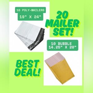 XL Kraft Eco Bubble Shipping Bags and XL Poly Bags Set of 10 each